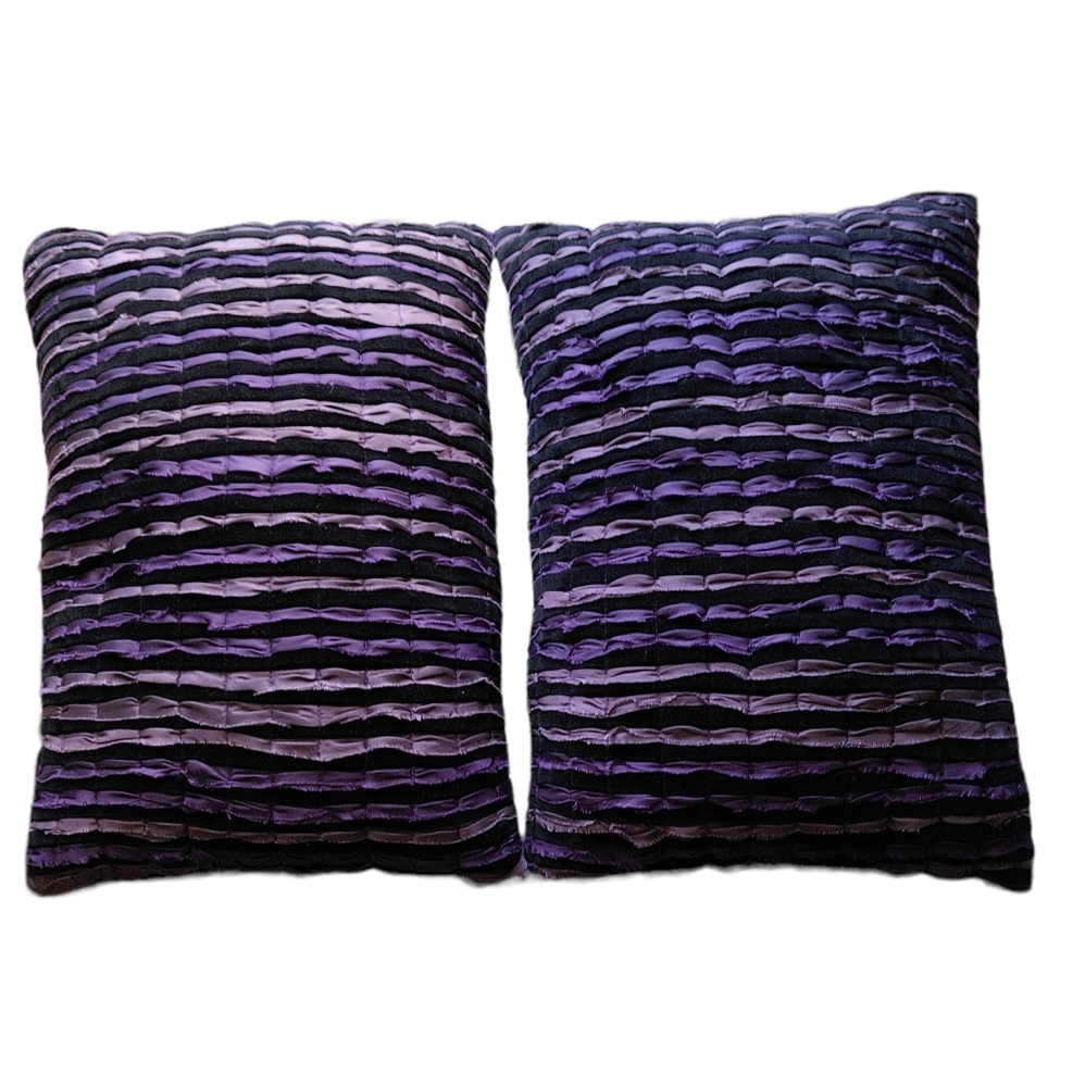 Pier 1 Imports 13x18 Purple Ruffle Rectangle Zip Case Decor Pillow Set
